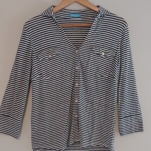 J. McLaughlin Navy and White Striped Top